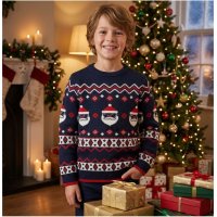 OVX32: Kids Knitted Christmas Santa Jumper (9-15 years)